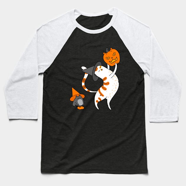 Halloween cat Baseball T-Shirt by Summyjaye